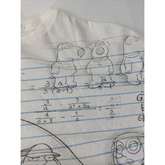 Family Guy Tee Cartoon TV Show Sketch Pad Math Homework Graphic Liquid Blue Sz L - Picture 8 of 14